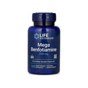 Life Extension Mega Benfotiamine 250 mg 120 vegetarian capsules front bottle