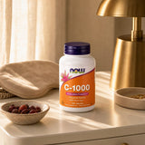 NOW Foods C-1000 with Rose Hips tablet shown for size comparison