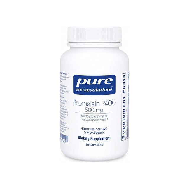 Pure Encapsulations Bromelain 2400 500 mg 60 capsules front bottle label