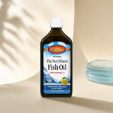 Carlson The Very Finest Fish Oil Lemon bottle with teaspoon for daily omega-3 serving