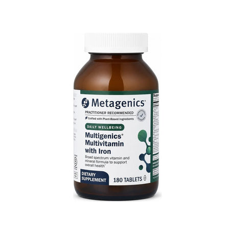 Metagenics Multigenics with Iron 180 tablets front bottle label