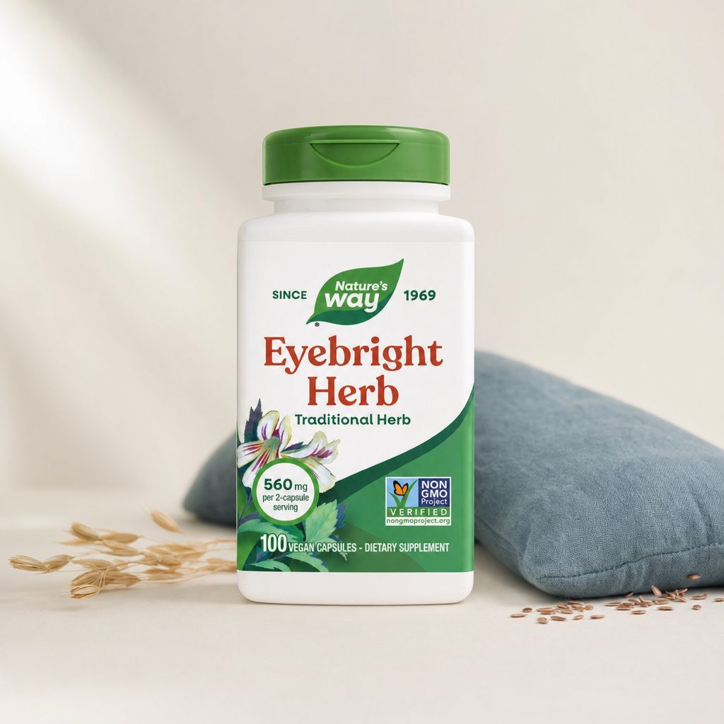 Nature's Way Eyebright Herb capsules bottle with supplement packaging details