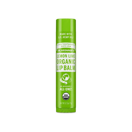 Dr. Bronner's Organic Lip Balm Lemon Lime front tube with USDA Organic label