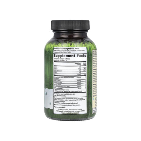 Irwin Naturals Mighty Moringa supplement facts panel listing ingredients, dosage, and serving size