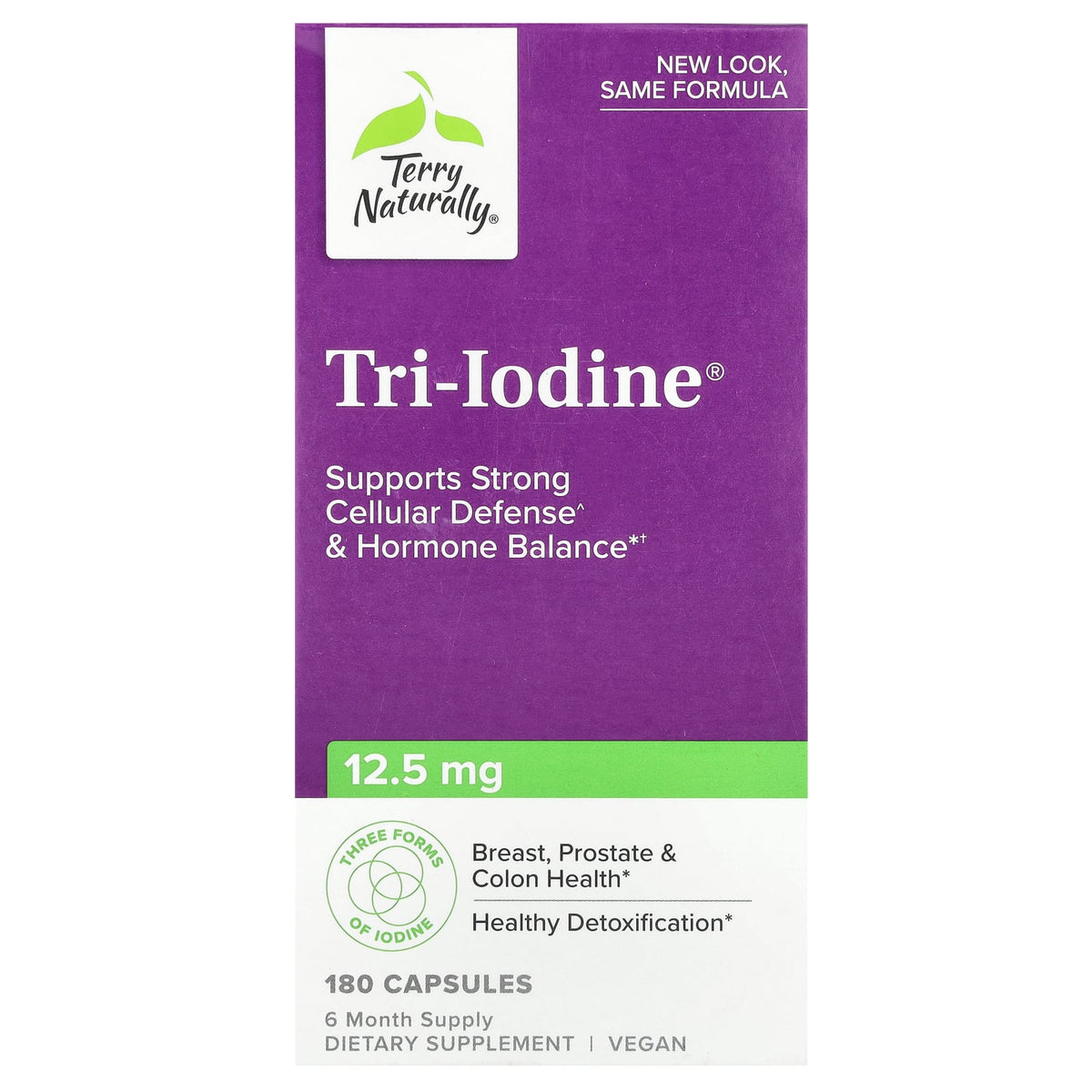 Terry Naturally Tri-Iodine® 12.5 mg 180 capsules box, new look