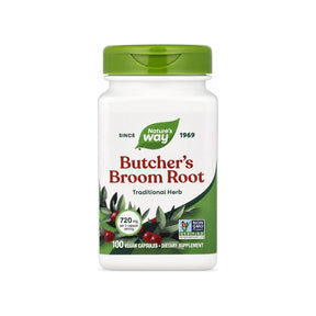 Nature's Way Butcher's Broom Root 100 capsules front bottle label