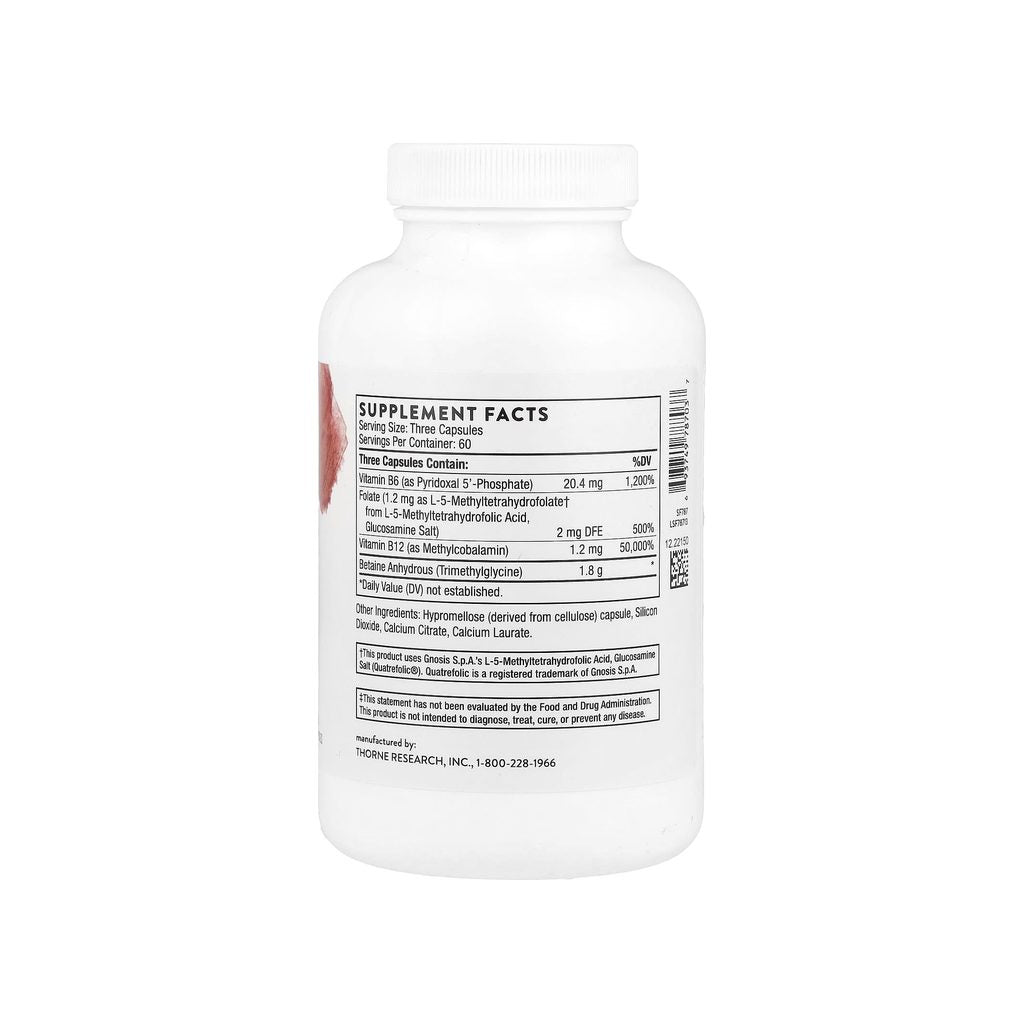 Thorne Research Methyl-Guard supplement facts panel listing ingredients, dosage, and serving size