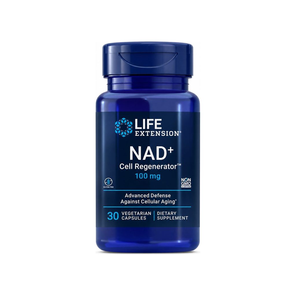 Life Extension NAD+ Cell Regenerator 100 mg bottle front label, 30 vegetarian capsules