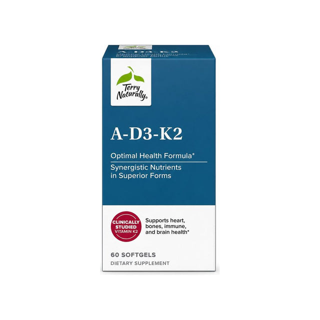 Terry Naturally A-D3-K2 Softgels 60-count bottle front packaging