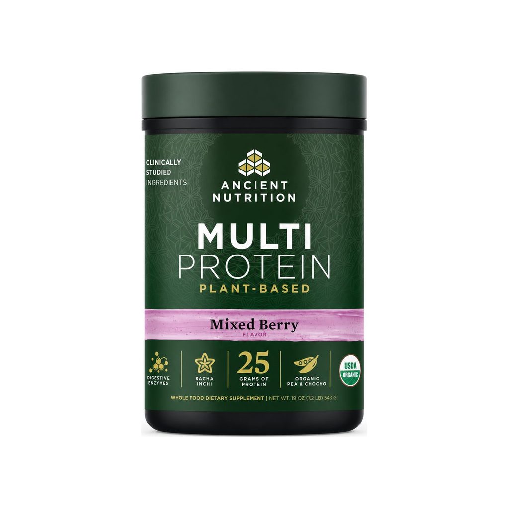 Ancient Nutrition Mixed Berry plant powder 15 serving front tub