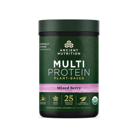 Ancient Nutrition Mixed Berry plant powder 15 serving front tub