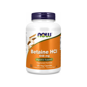 NOW Foods Betaine HCl 648 mg 120 Veg Capsules front bottle