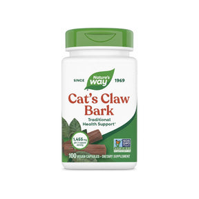 Nature's Way Cat's Claw Bark 100 vegan capsules front bottle with Non-GMO Project Verified badge