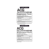Results RNA ACG Glutathione Extra Strength supplement facts panel listing ingredients and serving size