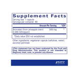 Pure Encapsulations Bromelain 2400 supplement facts panel listing ingredients, dosage, and serving size