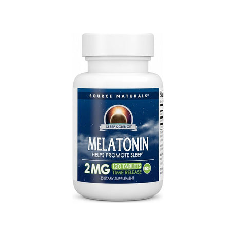 Source Naturals Melatonin 2 mg Timed Release 120 tablets front bottle label