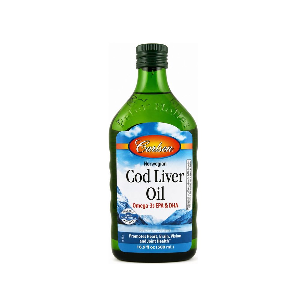 Carlson Norwegian Cod Liver Oil Unflavored 16.9 fl oz front bottle label