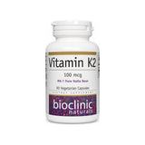 BioClinic Naturals Vitamin K2 Capsules 90 vegetarian capsule bottle front label