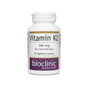 BioClinic Naturals Vitamin K2 Capsules 90 vegetarian capsule bottle front label