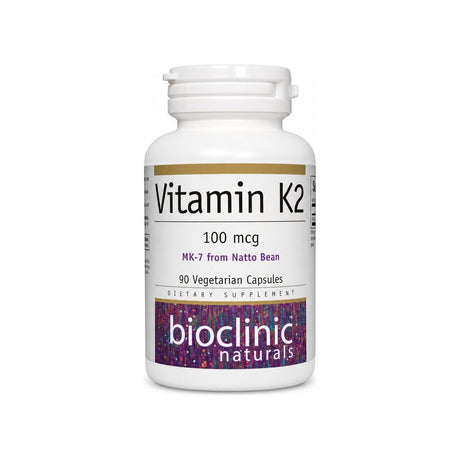 BioClinic Naturals Vitamin K2 Capsules 90 vegetarian capsule bottle front label