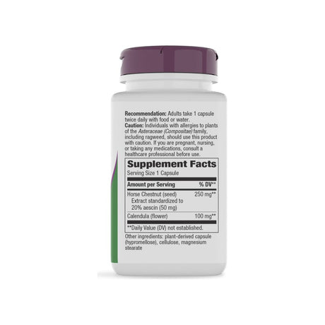 Nature's Way Horse Chestnut supplement facts panel listing ingredients, dosage, and serving size