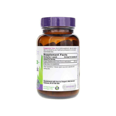 Oregon's Wild Harvest Organic Bladderwrack supplement facts panel listing ingredients and serving size