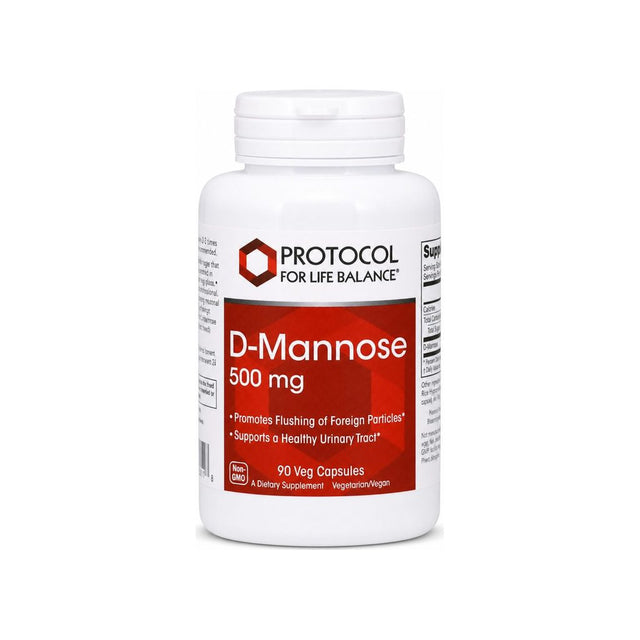 Protocol for Life Balance D-Mannose 500 mg 90 Veg Capsules front bottle label