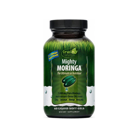 Irwin Naturals Mighty Moringa 60 liquid softgels bottle front view