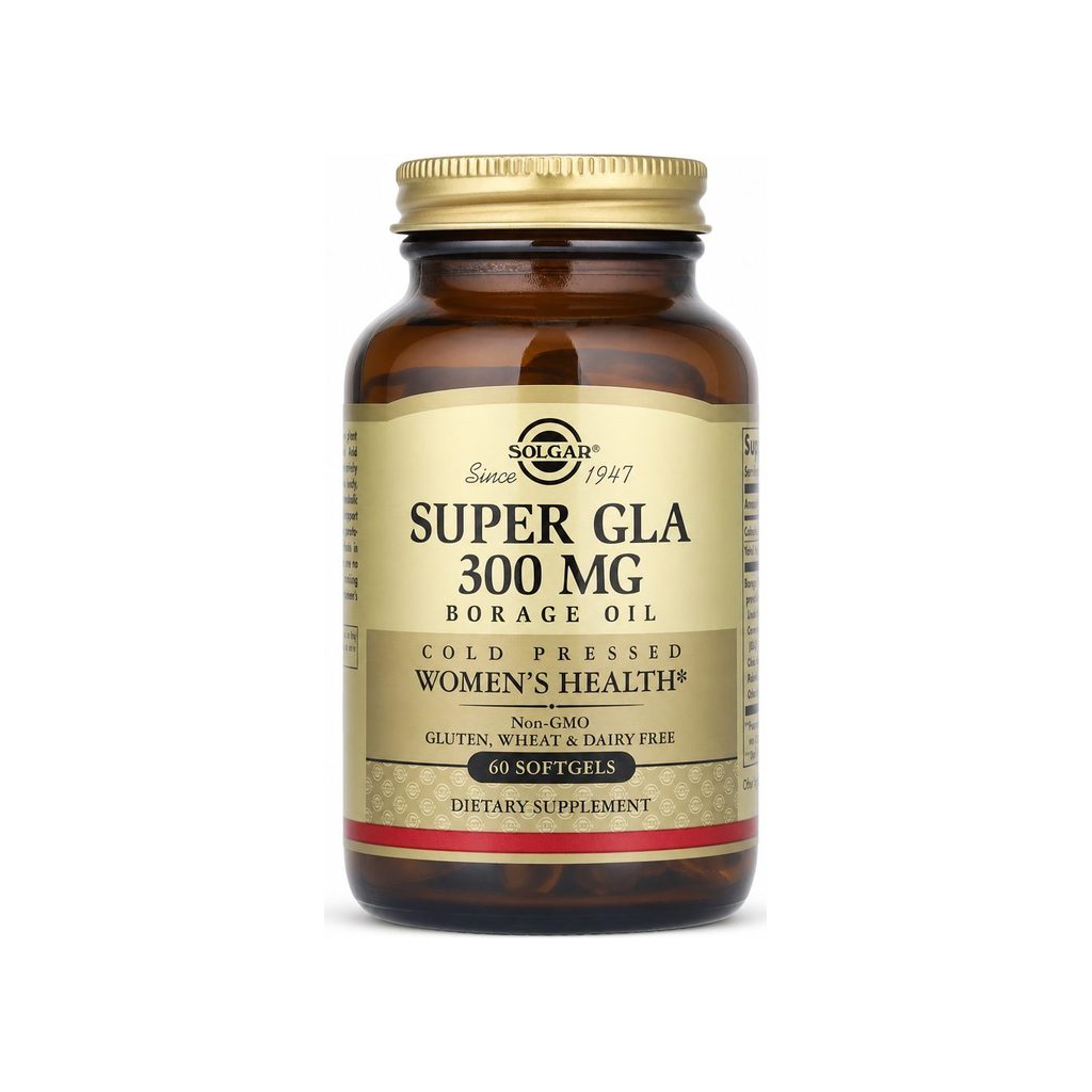 Solgar Super GLA 300mg front bottle, 60 softgels