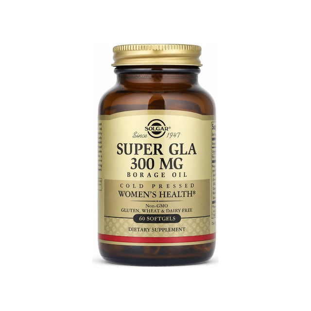 Solgar Super GLA 300mg front bottle, 60 softgels