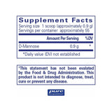 Pure Encapsulations D-Mannose Powder 50g supplement facts panel listing ingredients and serving size
