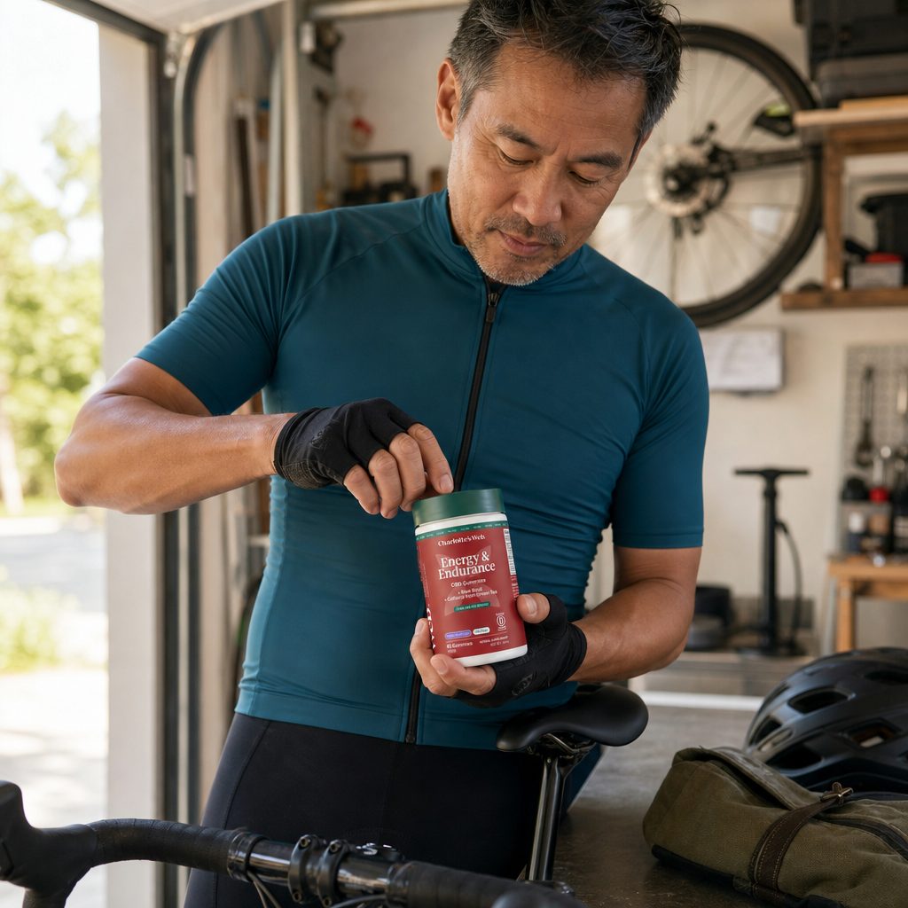 Charlotte's Web Energy & Endurance CBD Gummies in a wellness lifestyle scene