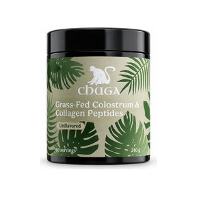 Chuga Grass-Fed Colostrum & Collagen Peptides Unflavored 240 g jar, front label