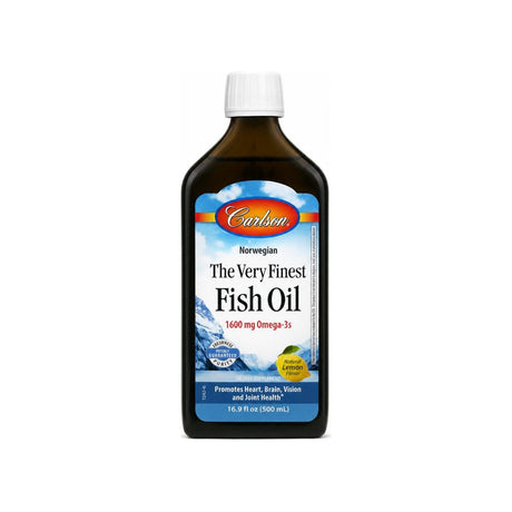 Carlson The Very Finest Fish Oil Lemon 16.9 fl oz front bottle label