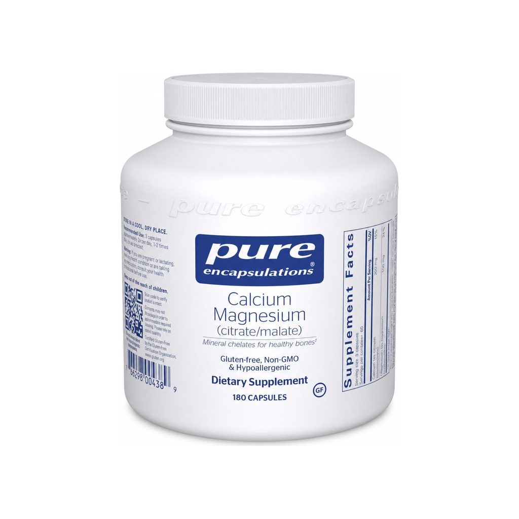 Pure Encapsulations Calcium Magnesium Citrate/Malate 180 capsules front bottle label