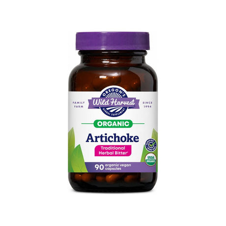 Oregon's Wild Harvest Organic Artichoke 90 capsules front bottle label