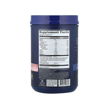 Ancient Nutrition Multi Protein Powder Strawberry supplement facts panel with ingredients and serving size