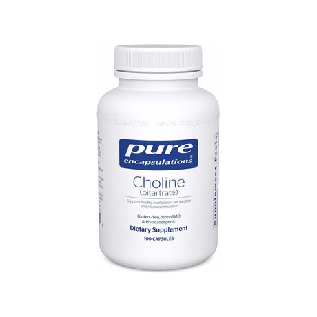 Pure Encapsulations Choline (bitartrate) 100 capsules front bottle label