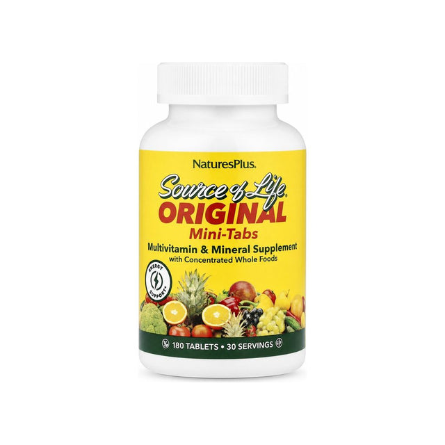 NaturesPlus Source of Life Original Mini-Tabs 180 tablets front bottle