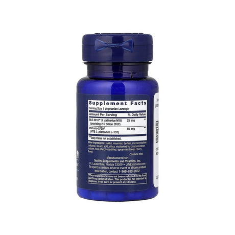 Life Extension FLORASSIST Oral Hygiene supplement facts panel listing ingredients and serving size