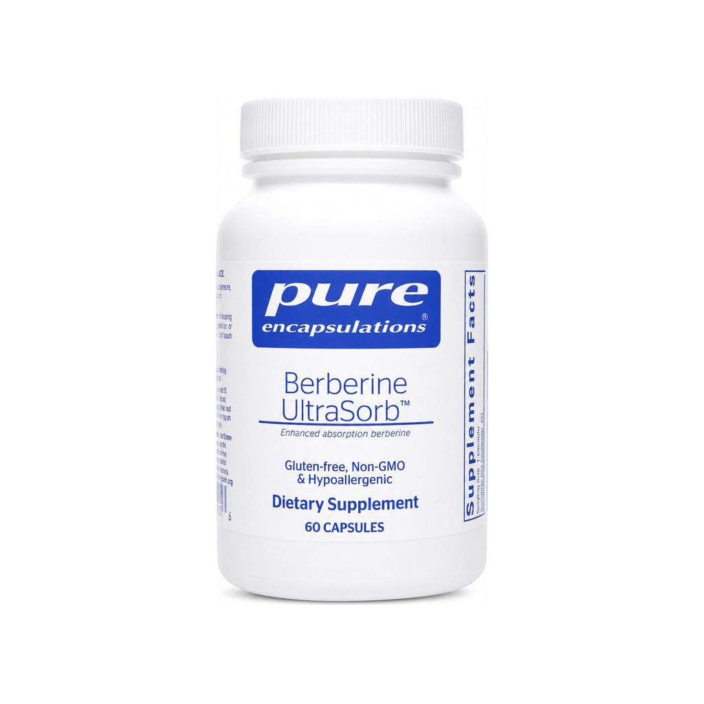 Pure Encapsulations Berberine UltraSorb 60 Capsules front bottle with blue and white label