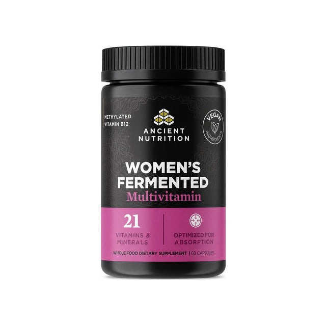 Ancient Nutrition Women’s Fermented Multi 60 capsule bottle front label