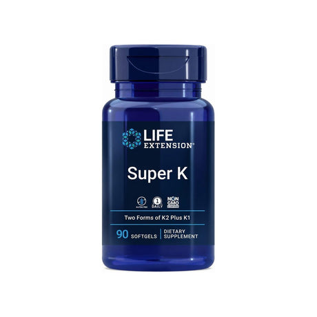 Life Extension Super K 90 softgels bottle front label with K supplement details