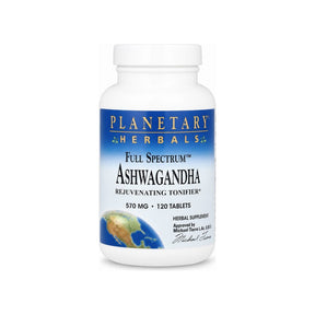 Planetary Herbals Ashwagandha 570mg 120 Tablets front bottle label