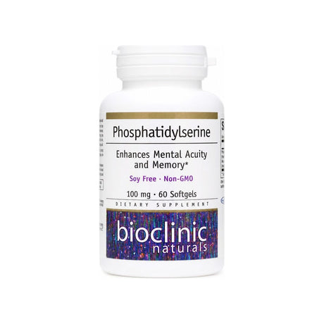 BioClinic Naturals Phosphatidylserine 100mg Softgels bottle front label, 60 softgels