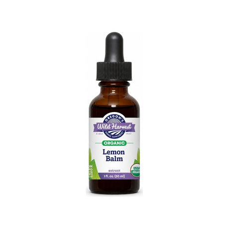 Oregon's Wild Harvest Lemon Balm Organic Extract 1 oz front bottle with USDA Organic label