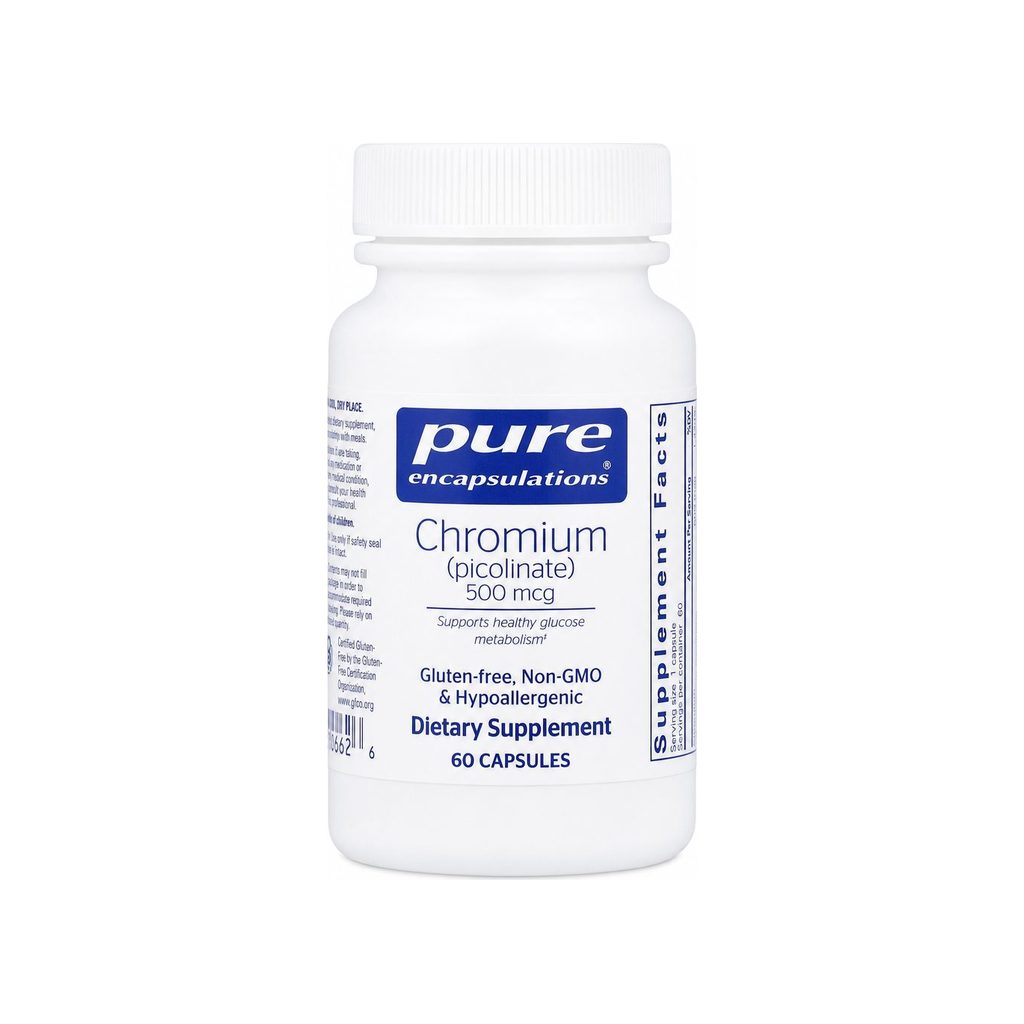 Pure Encapsulations Chromium 500 mcg 60 capsules front bottle label