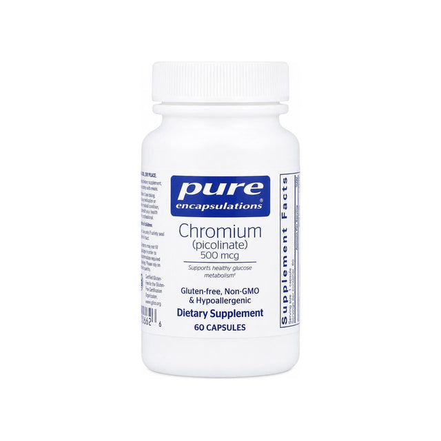 Pure Encapsulations Chromium 500 mcg 60 capsules front bottle label