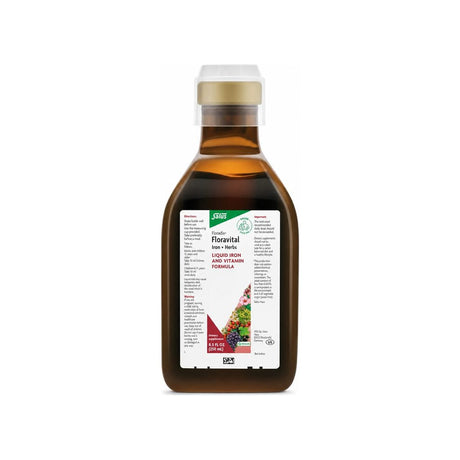 Floradix Floravital Iron + Herbs Yeast-Free 8.5 fl oz front bottle and carton