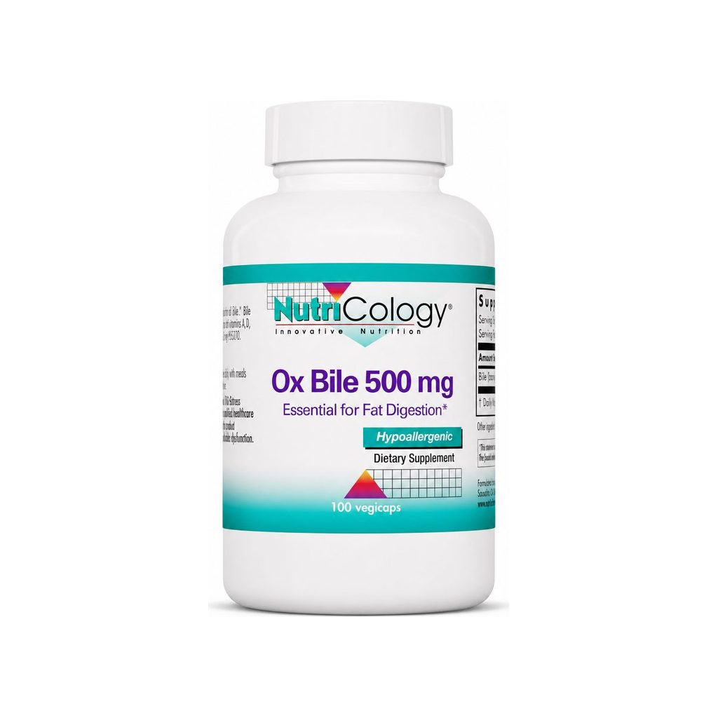 NutriCology Ox Bile 500 mg 100 Vegicaps front bottle label